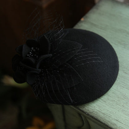 Women Wool  Cashmere Hat, Derby Ascot Photography Fascinator Flower Hat?Ladies’ Cocktail Tea Party Headwear for Autumn Winter