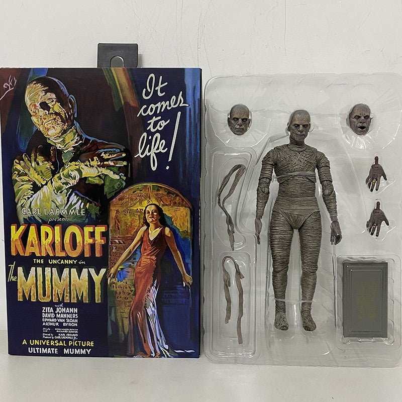 NECA Monsters Figure The Mummy Casket Coffin Pyramid Action Figure Universal Monsters Model Toy Christmas Halloween Gift Doll