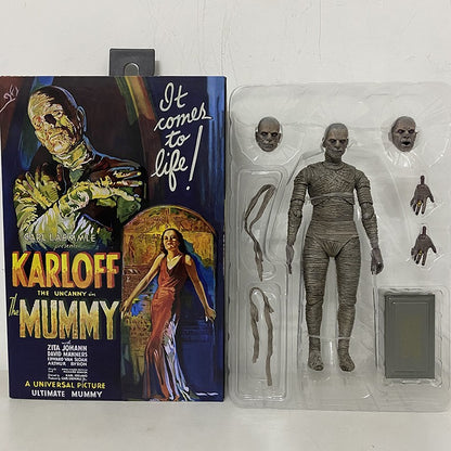 NECA Monsters Figure The Mummy Casket Coffin Pyramid Action Figure Universal Monsters Model Toy Christmas Halloween Gift Doll