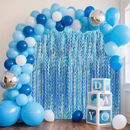 1x2m Wave Pattern Foil Curtain Decor Balloon Rain Tinsel Fringe Streamer Background for Birthday Party Wedding Decoration