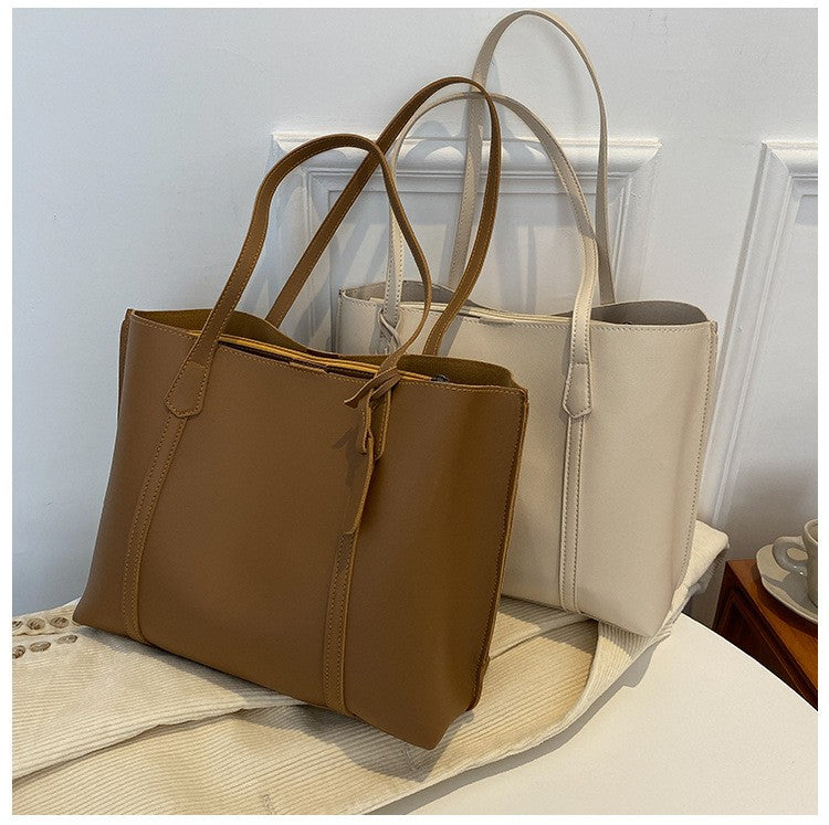Large Capacity Women's Bag, New Soft Leather Tote Bag, Casual and Versatile Single Shoulder Bags for Woman Korean Style Handbags
