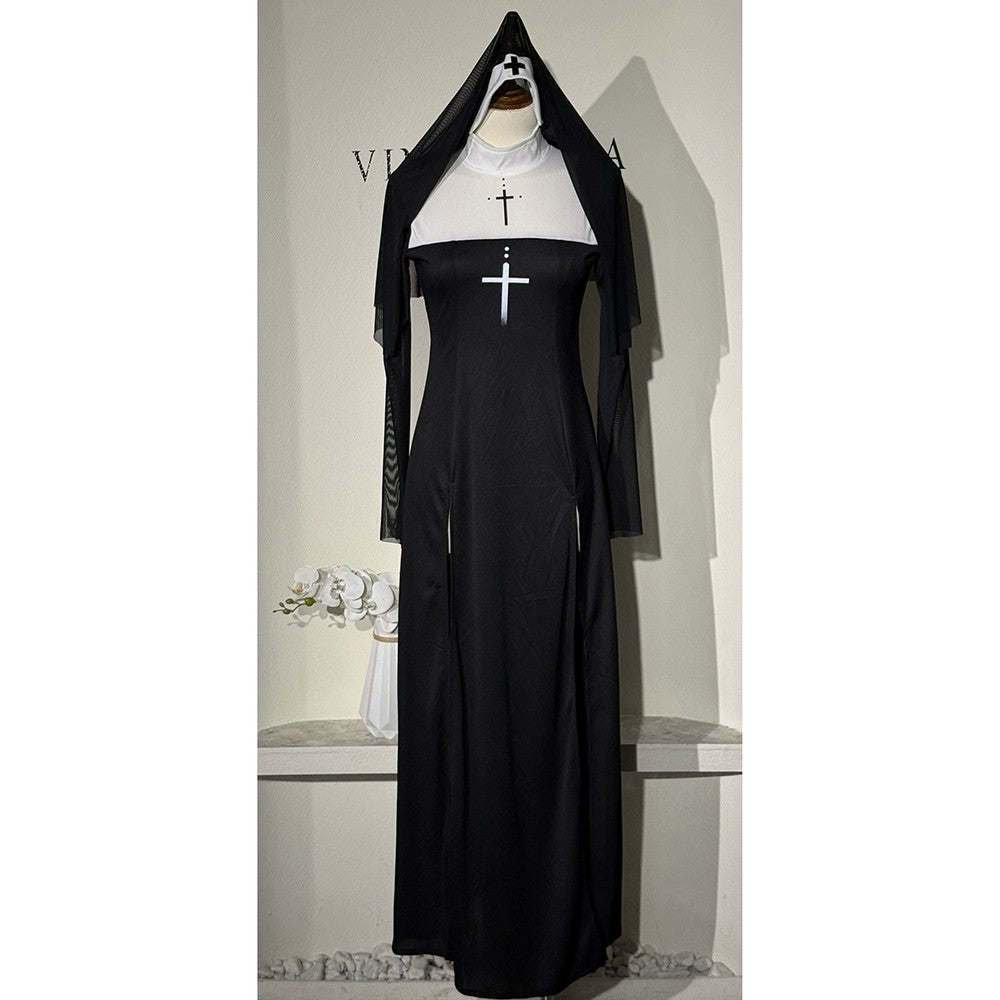 Halloween Cute Female Anime Nun Costume Role Play Performance Clothes Sexy Ladies Sister Performance Fancy Dress