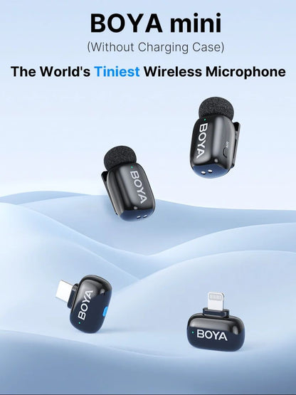 BOYA BOYA Mini Microfone de Lapela Sem Fio para iPhone 15/16 Android Celular Dispositivos USB-C para Gravação de Vídeo Transmissão ao Vivo Vlog
