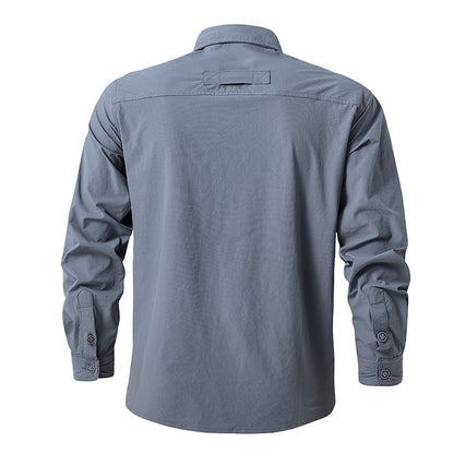 Summer Men Casual Breathable Long Sleeve Shirts Mens Military Cargo Multi-Pocket Shirt Man Outdoor Safari Work Shirt Blouses Top