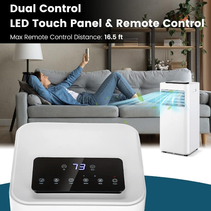 Ar-condicionado Portátil 8000 BTU 3 em 1 com Controle Remoto Desumidificador Temporizador 24h Kit Janela Pessoal de Pedestal A