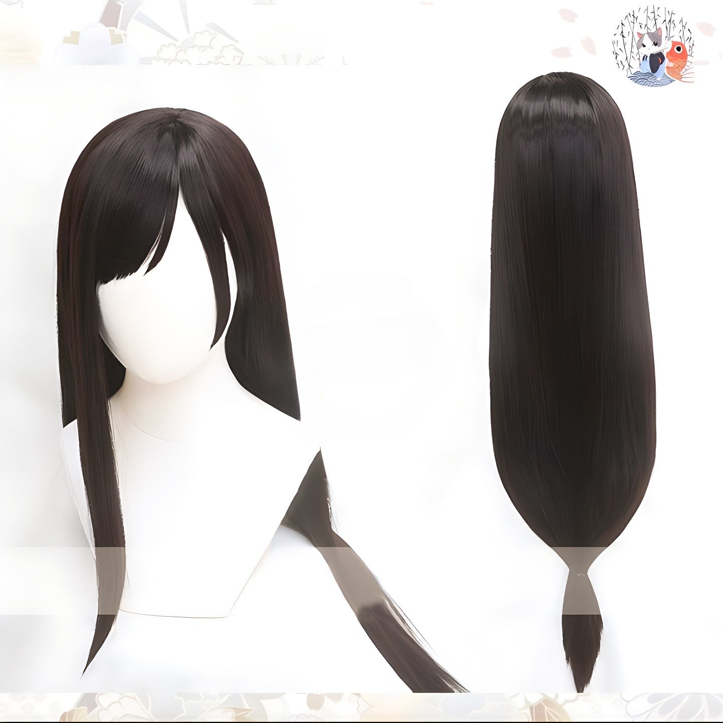 Peruca Cosplay Tifa Lockhart Longa Lisa Preta Marrom FF7 Perucas Tifa Perucas Femininas Anime Cosplay Perucas de Cabelo Sintético Resistente ao Calor