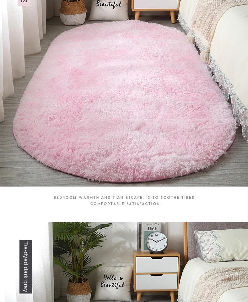 Tie-Dye Oval Living Room Rug Comfortable Soft Home Decor Floor Cushion Sofa Eend Table Bedroom Fluffy Non-Slip Plush Bed Rug
