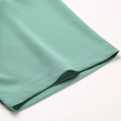 Men's Fashion Solid Short Sleeved Striped Lapel Polo Shirt Summer Breathable Comfortable Top