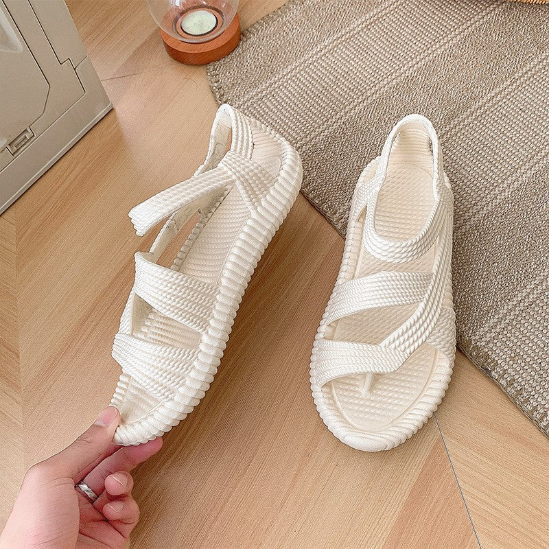 Men's Beach Sandals Summer Vacation EVA Non-Slip Straw Sandals Fashion Couple Flip Flops Soft Outdoor Breathable Casual Shoes