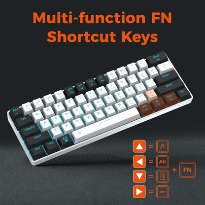Teclado Mecânico com Fio DAREU EK861S RGB 61 Teclas Switches Vermelhos Keycaps ABS N-Key Rollover com Pés Magnéticos