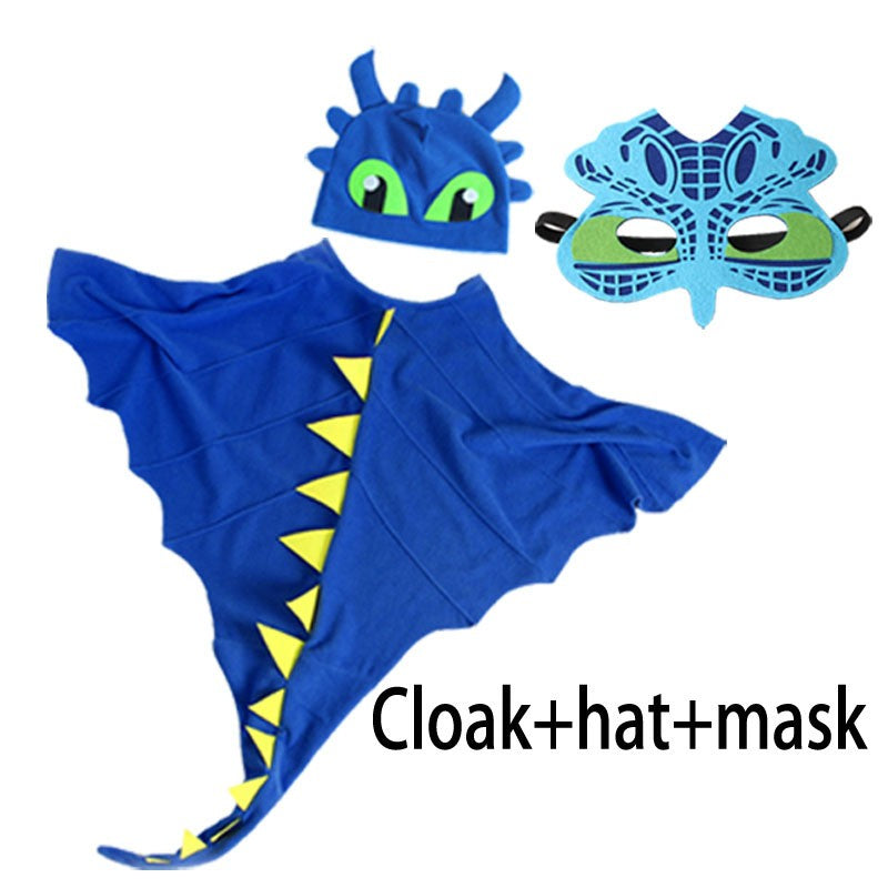 Kids Dragon Costume Cloak with Hat for Girls Boys Toothless Dragon Costume Cape Halloween Christmas Dinosaur Cosplay Costumes