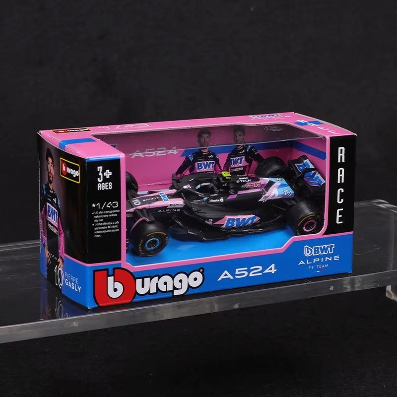 Em estoque Novo 2024 Bburago 1:43 F1 Liga Miniatura Diecast Modelo Mclaren Mcl38 Bwt Alpine A524 Amg W15 F1 Carro Brinquedo Personalizado Presente Infantil