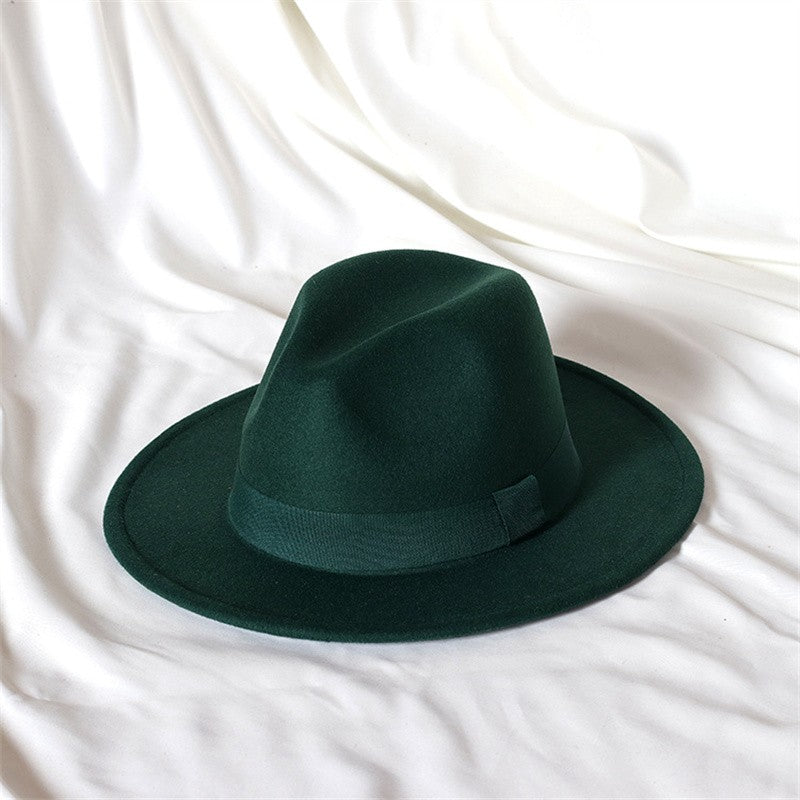 Leather Pink Fedora Wide brimmed Jazz Hat Autumn/Winter Classic Elegant Panama Hat Gentleman Hat Wholesale Sombrero