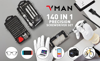 Chave de Precisão 25/115/135/140 em 1 Pontas Magnéticas de Mini Parafusos Porcas Kit de Ferramentas de Reparo Multifuncional DIY Doméstico Profissional