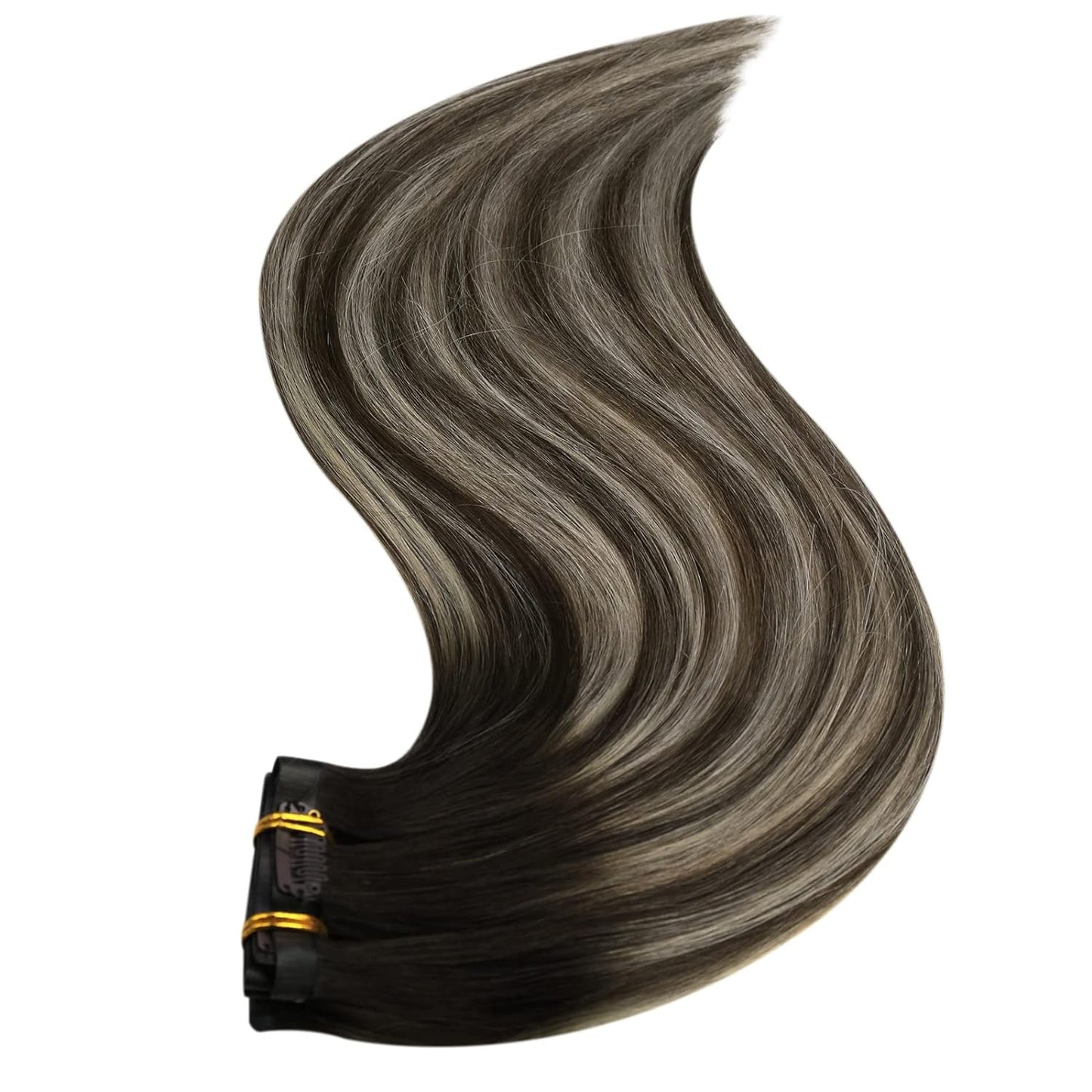 Full Shine PU Clip Hair Extensions Cabelo Humano Remy 100g Extensões Invisíveis Sem Costura de Cabelo Humano Clip-In Cor Balayage Loiro