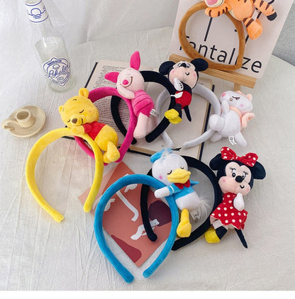 Disney Stitch Mickey Minnie Pelúcia Tiara Cocar Desenho Animado Anime Macio Moda Feminina Menina Acessório de Cabelo Princesa Presente