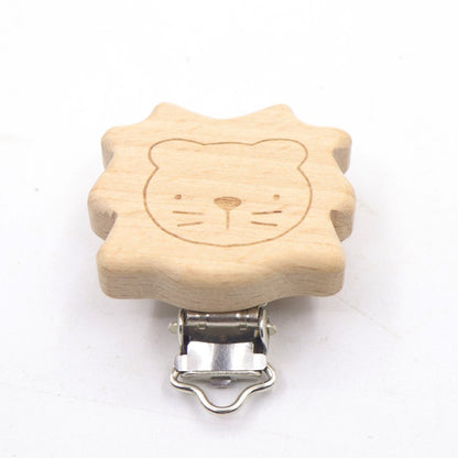 5 Piece wooden rainbow bear flower cart heart shaped bird elephant round star Clip Free DIY Baby Natural pacifier Chain Gift