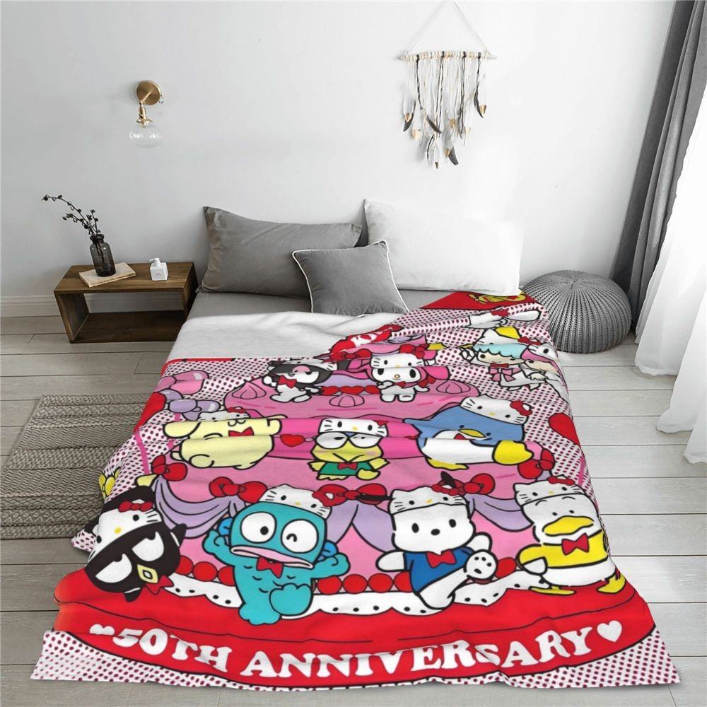 Christmas Hello Kitty Blankets Quality Warm Throw Blanket Winter Travel Office Couch Bed Graphic Bedspread