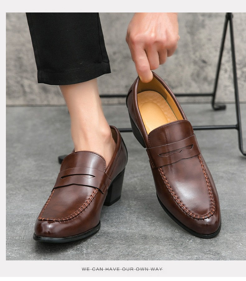 Classic Men's Dress Shoes High Heeled Casual Patry Business Leathers Shoes For Men Classic Wedding Men Formal Social Shoes Man
