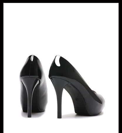 2025 Fashion New Women Fish Mouth High Heels Shoes Glossy Naked Pink Shallow Mouth Peep Toe Single Shoes Ladies Platform Sandals