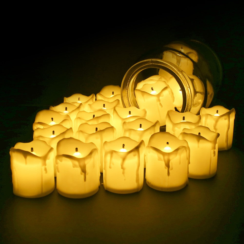 24Pcs Flameless LED Candle Lights Creative Wishing Led Tea Lamp Warm White Halloween Wedding Christmas Decoration Candle Light