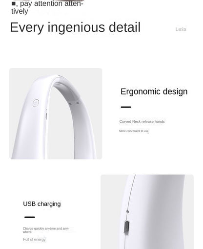 2025 Long endur New Mini Neck Mounted Fan Portable Bladeless Neck Rechargeable Air Cooler 3 Speed Mini Summer Sports Fan Outdoor