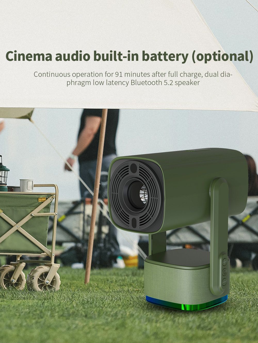 Projetor Salange 4K K2 Smart Android 11 Bateria Embutida Alto-falante Bluetooth WIFI Foco Automático Correção Trapezoidal Estilo Livre para Filmes ao Ar Livre