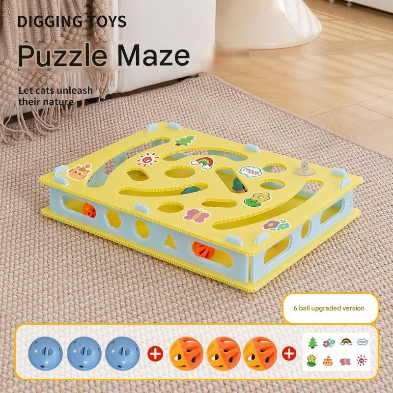 Brinquedo Interativo para Gatos Brinquedos de Escavação Labirinto Eco-PP Bolas com Guizo Teaser de Mola Grande 40cm Multi-Gatos Seguro para Mordidas Lavável com Trava de Pressão