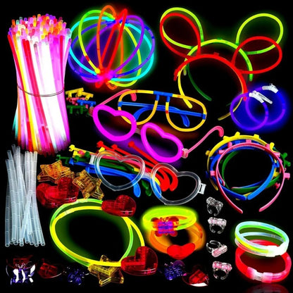 50/100PCS Glow Stick Set with 17 Accessories DIY Perfect for Vibrant Party Supplies for Concert Halloween Festivals Events? Part