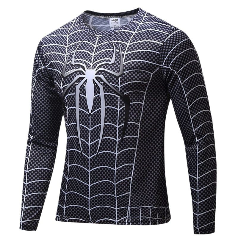 Funny 3D Spider Print Men's Long Sleeve T-shirt Outdoor Fitness Sports Tops Casual O-neck Loose Pullover Fashion Trend Clothing