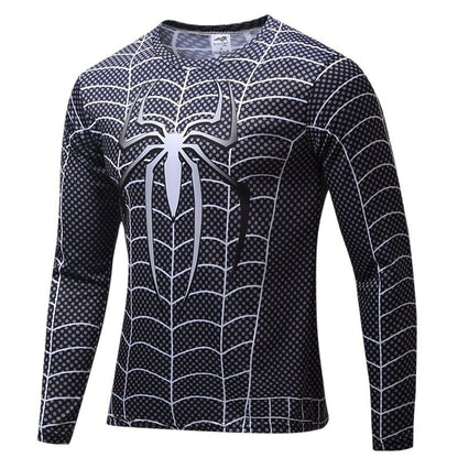 Funny 3D Spider Print Men's Long Sleeve T-shirt Outdoor Fitness Sports Tops Casual O-neck Loose Pullover Fashion Trend Clothing