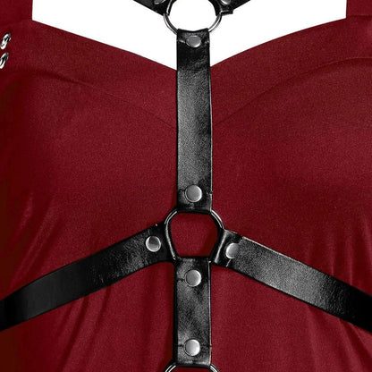 Gothic Style Long Dress Wide Hemline Irregular Splicing Women's Tank Top For Halloween Unique Fashion Statement Dress