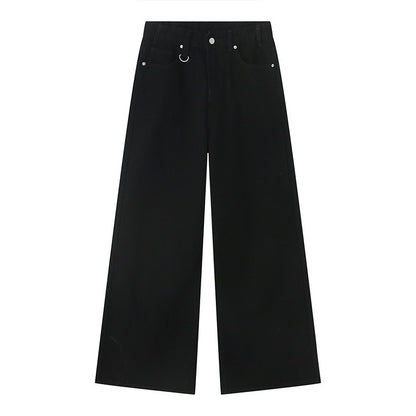 IEFB Calça Jeans Masculina de Verão Azul Velho Lavada Jeans Masculino Reta Casual Masculina Solta Perna Larga Novidade Moda 9C354