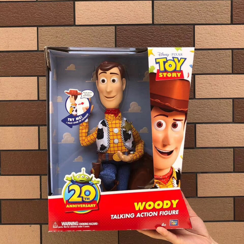 Quente 40cm Disney Pixar Toy Story Woody Bonecos De Ação Fala Em Inglês Personagem Boneca Roupa Cowboy Presente De Aniversário Para Crianças