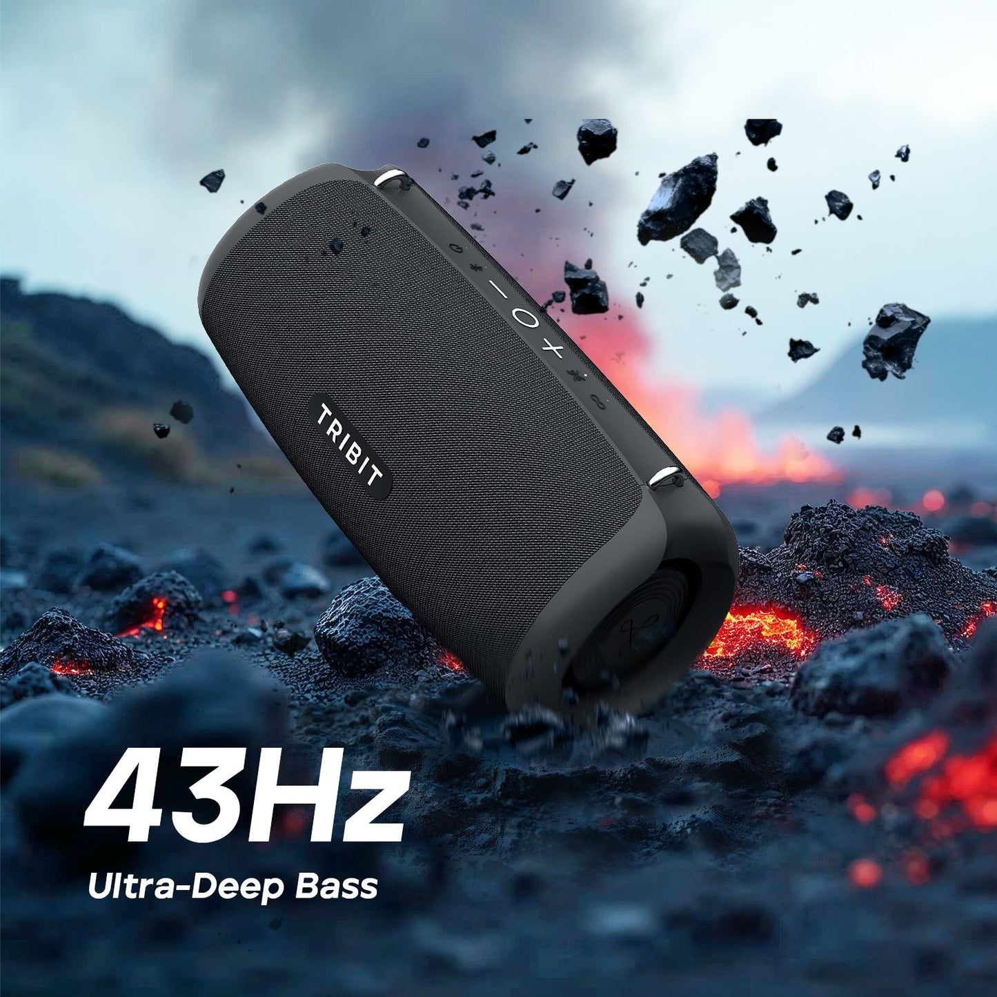 TRIBIT StormBox Lava 80W Caixa de Som Bluetooth Portátil com Powerbank Integrado, Controle por Aplicativo, IP67 à Prova D'água para Uso Externo, Acampamento, Festas
