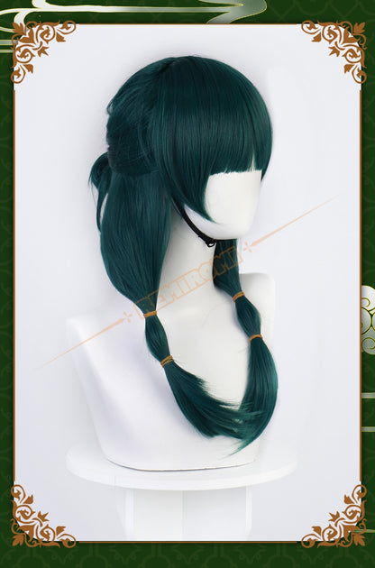 Peruca de Cosplay Maomao Sintética Anime The Apothecary Diaries Cabelo Verde 2 Estilos Kusuriya no Hitorigoto Grampo de Cabelo Touca + Touca de Peruca