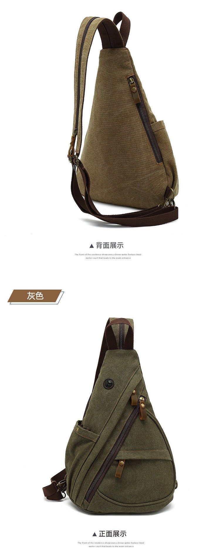 2024 new men's canvas chest bag large capacity leisure men's bag Single Shoulder Messenger Bag multi functional back backpack