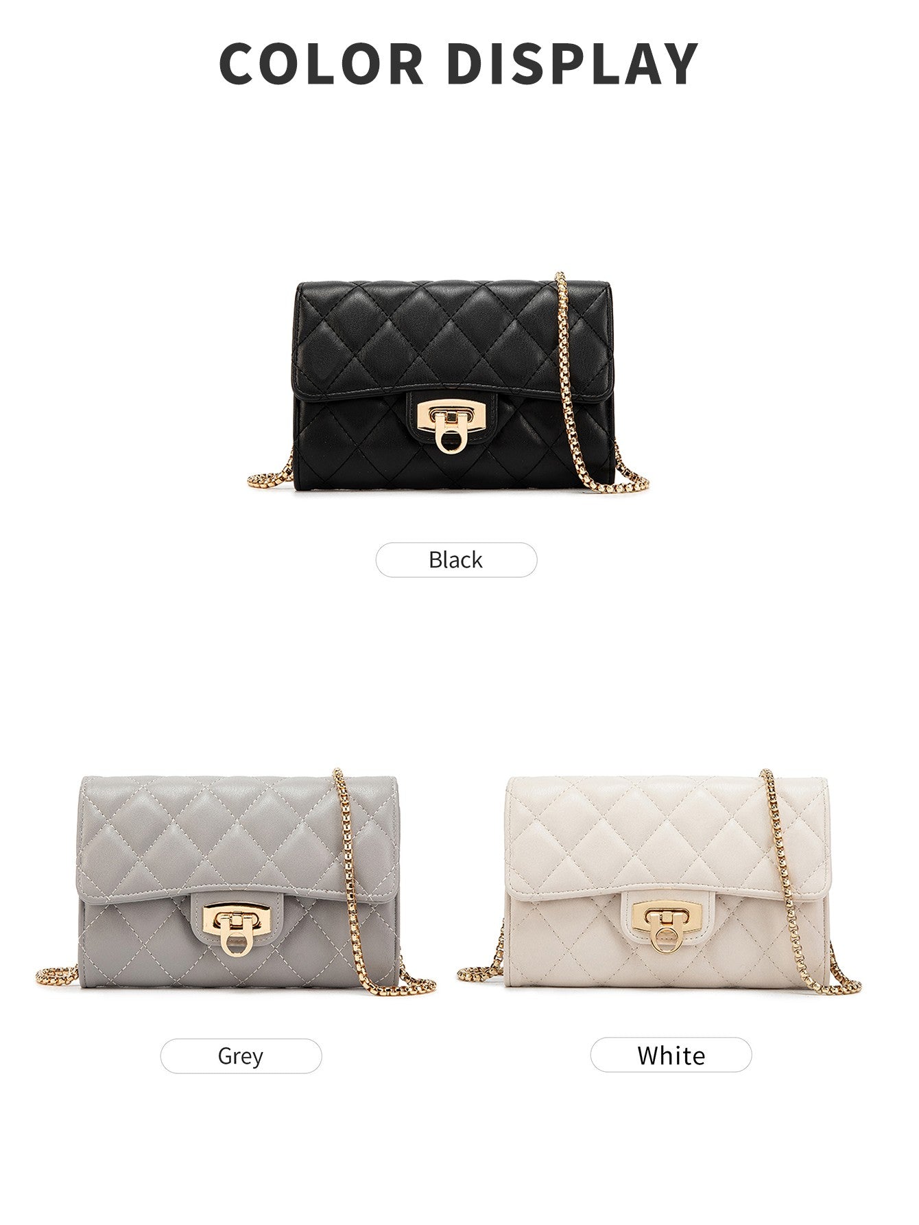 Stylish women's quilted handbag/wallet highquality PU leather crossbody bag casual portable versatile women's clutch