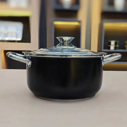 8Pcs Stainless Steel Cookware Set with Glass Lid Soup Pot Set Anti-Scratch Stockpot Cookware Suit for Soup Cooking Stove