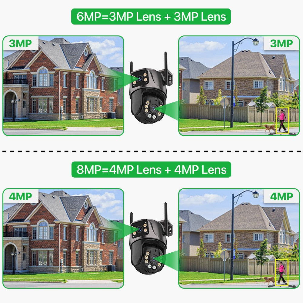 Three Lens Three Screen IP 12MP Camera WiFi External Dual Lens Auto Track Security PTZ 8MP HD Camera iCsee Video Surveillance