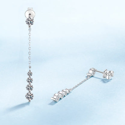 Lover Valentine's Day 18K White Gold Girl Friend Birthday Gift 1.92CT Moissanite Diamond Women Wedding PT950 Tassel Earrings