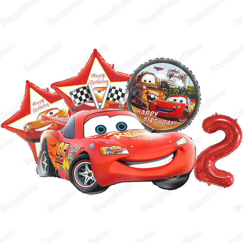 Cartoon Lightning Car Theme Foil Balloons Set Number 1-9 Balloon Cartoon Car Happy Birthday Party Decoration Supplies Party Prop