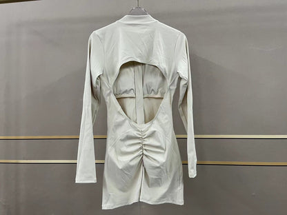 V Back Scrunch One-Piece Suit Push Up Sports Jumpsuit Woman Fitness Zipper Overalls Workout Rompers Women Gym Bodysuits Female