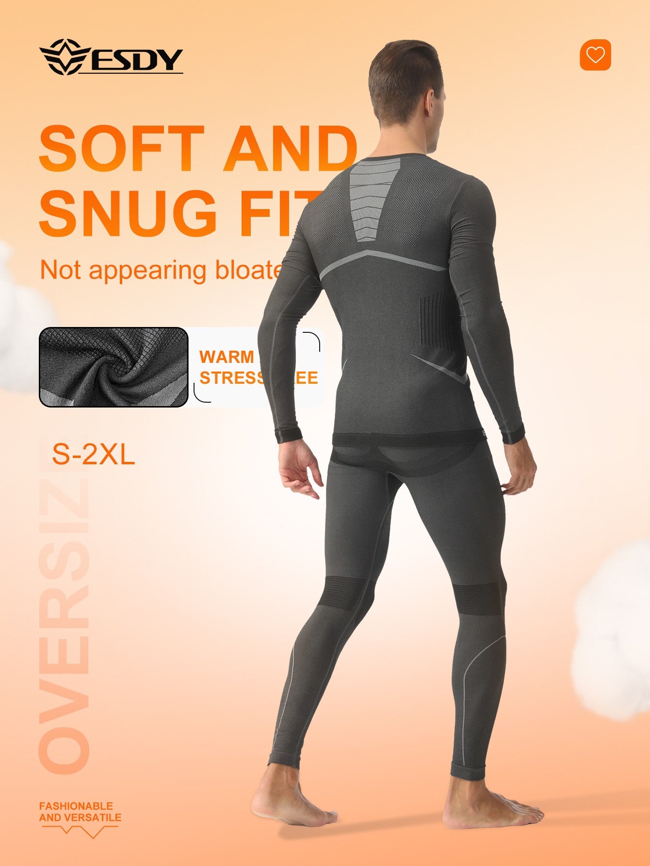 Esdy 1 Set Men's Winter Thermal Suit Outdoor Sports Thermal Underwear Tights Suit Winter Outdoor Hiking Coldproof Thermal Suit