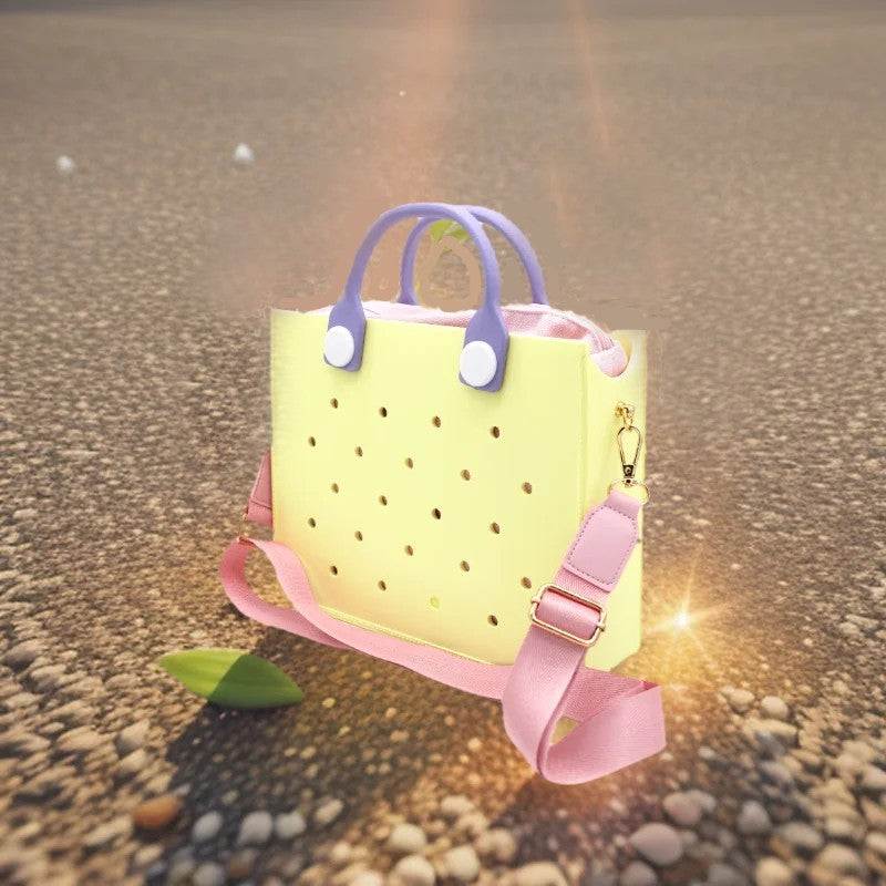 The orange guy Purple Women Fashion New EVA Punched Handbag Casual Waterproof Travel Tote Bag Fit Charms Outdoor Beach Bags