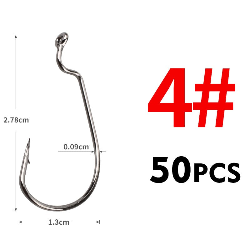 MEREDITH 50 unidades/pacote Anzóis de minhoca macia de alta qualidade em aço carbono, anzóis super travados largos 8#-5/0, acessórios de pesca