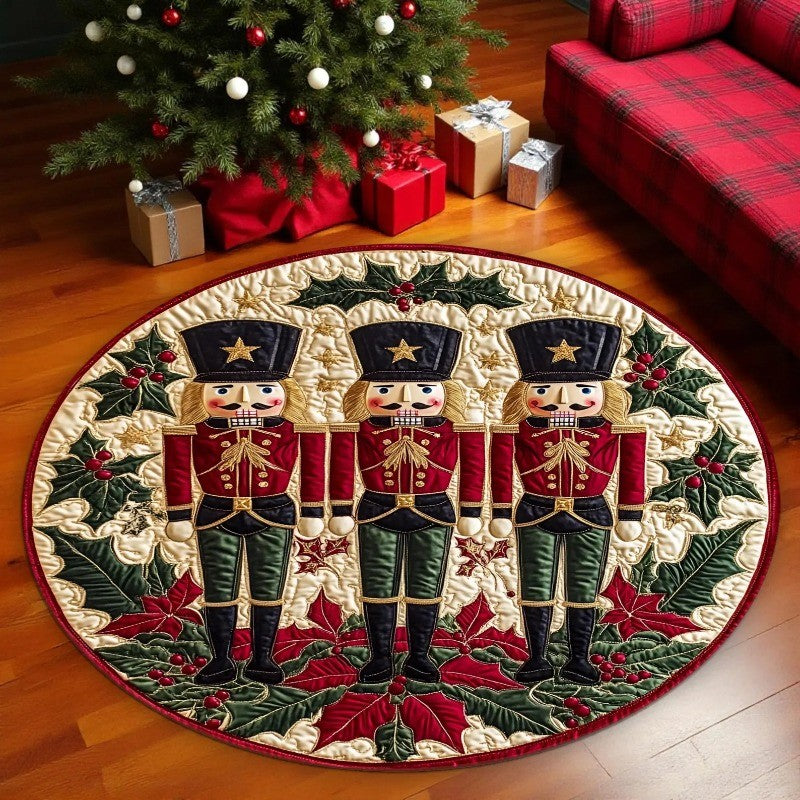 Round Christmas Carpet Festive Area Rug Non-Slip Wear-resistant Circle Carpet for Living Room Bedroom Soft Floor Mat Home Decor