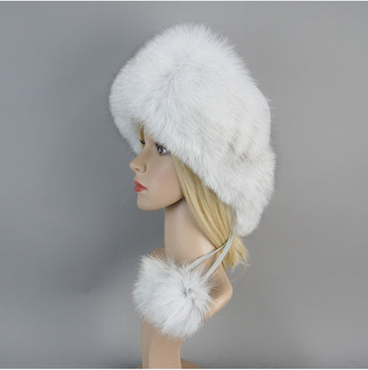 Nova Touca de Luxo de Inverno 100% Pelo de Raposa Natural Toucas de Pelo de Raposa Real de Qualidade para Mulheres Toucas de Pelo de Raposa Genuíno para Meninas