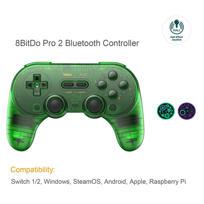 8BitDo Pro 2 Bluetooth Controller Hall Effect Joystick Gamepad for Apple Nintendo Switch 2 PC MacOS Android Steam Deck