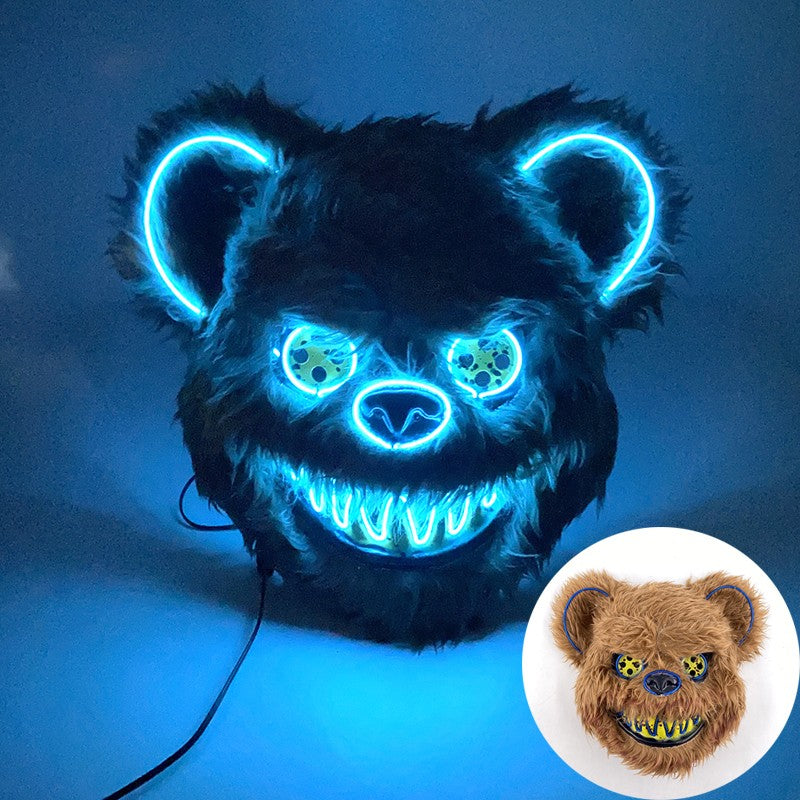 Novelty LED Bloody Furry Bunny Rabbit Bear Mask Realistic Scary Horror Killer Adult Masquerade Cosplay Costume Accessory